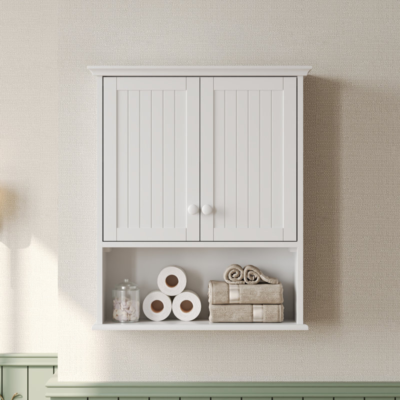 DeerValley Two-door Bathroom Cabinet, Wooden Wall Mounted Medicine Cabinet for Bathroom, White