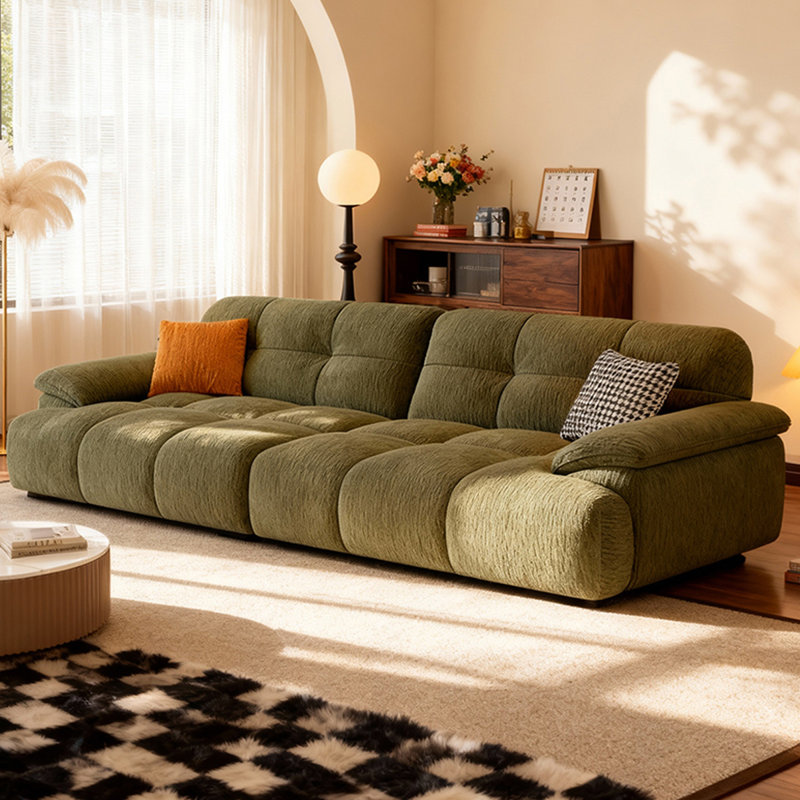 Canapé modulaire en chenille vert, Vert