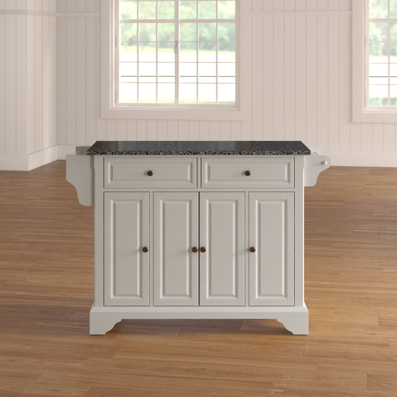 Bert Granite Top Kitchen Island, White