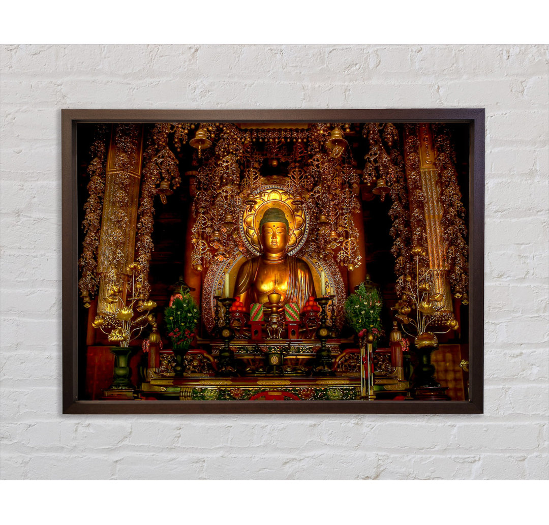 Goldener Buddha Chion Japan - Bilderrahmen Kunstdrucke auf Leinwand