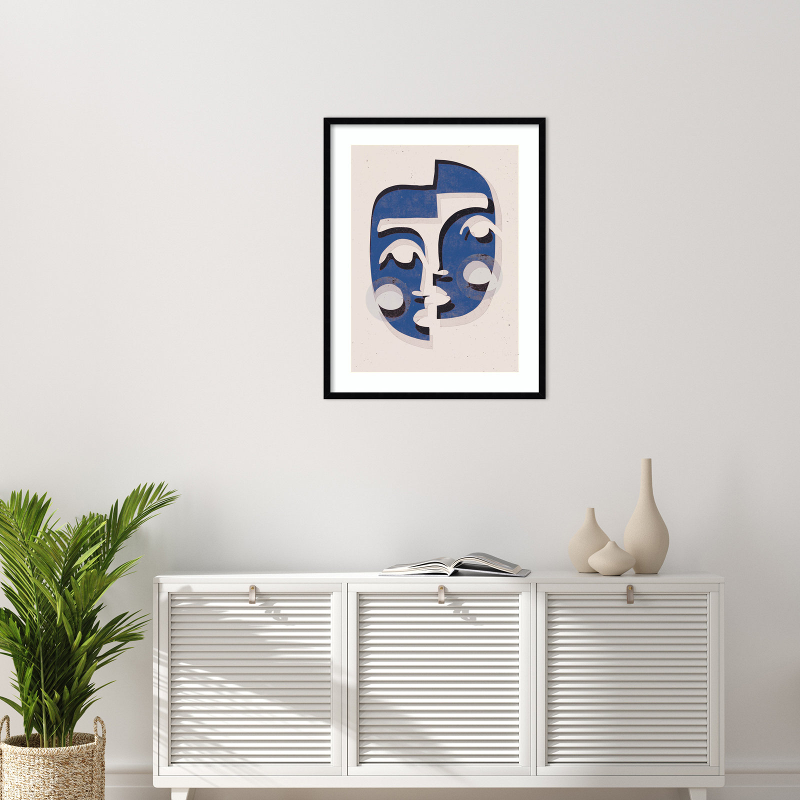 Galya "The Blue Mask" Print by Treechild, 33" H x 26" W, Black