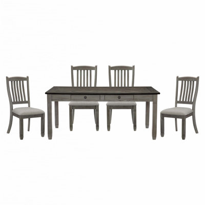 5Pc Dining Set Table W 6X Drawers