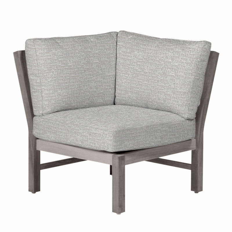 Fauteuil d'angle modulaire Club Teak - Huître, Teck huître, Pas de soudure, Tweed caramel