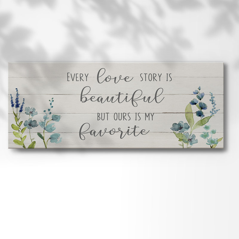 «Love Story» sur toile, art textuel, H 24 po x l 60 po x P 1,5 po