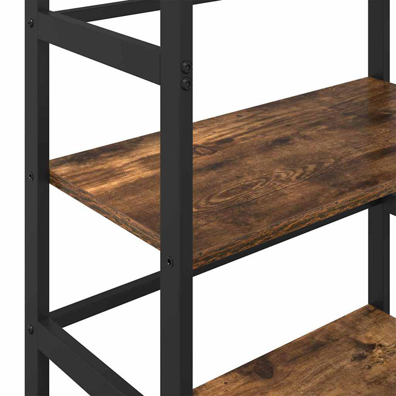 Steel Etagere Bookcase, Smoked Oak, (2 Shelves) 81cm. H x 60cm. W x 29.5cm. D