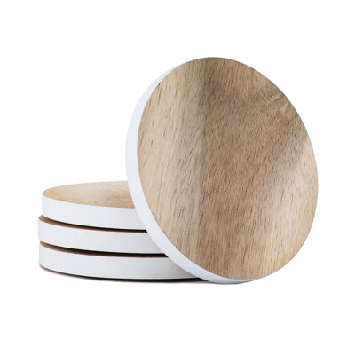 Wood Round 4 Piece Coaster Set