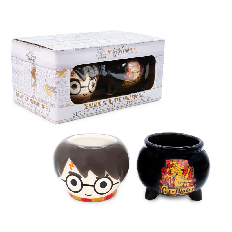 Mini-tasses en céramique sculptée Harry Potter de Harry & Cauldron | Ensemble de 2