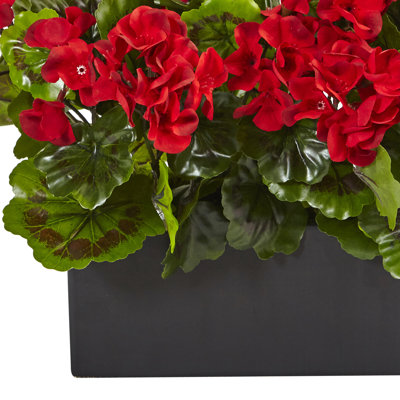 Geranium Silk Plant in Rectangular Planter, UV Resistant (Indoor/Outdoor)