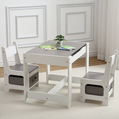 Ensemble de table et de chaises pour enfants, table d'activités en bois avec tiroir de rangement pour les tout-petits