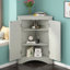 Armoire de rangement triangulaire grise avec tablettes réglables pour la maison et la cuisine-1991897858