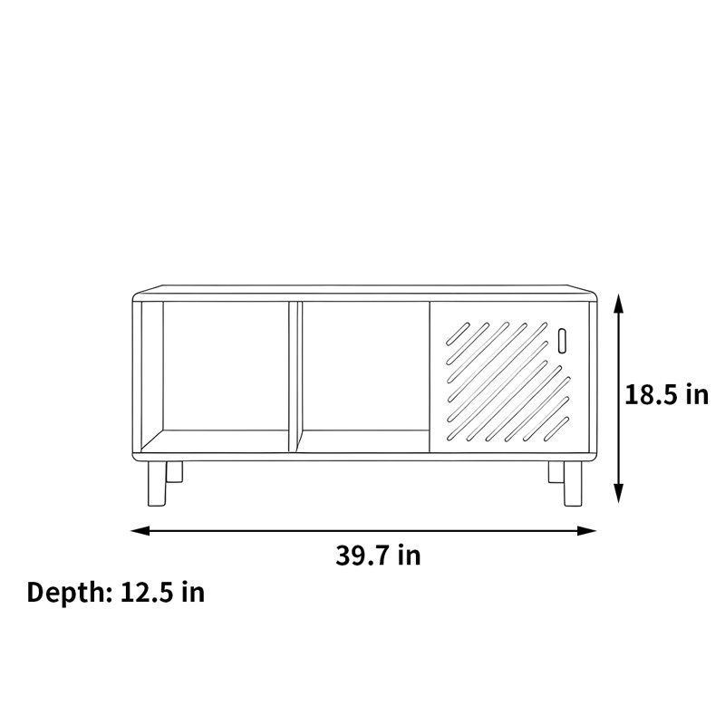 Modern versatile bookcase, (1 shelf) 18.5"H x 39.7"W x 12.5"D