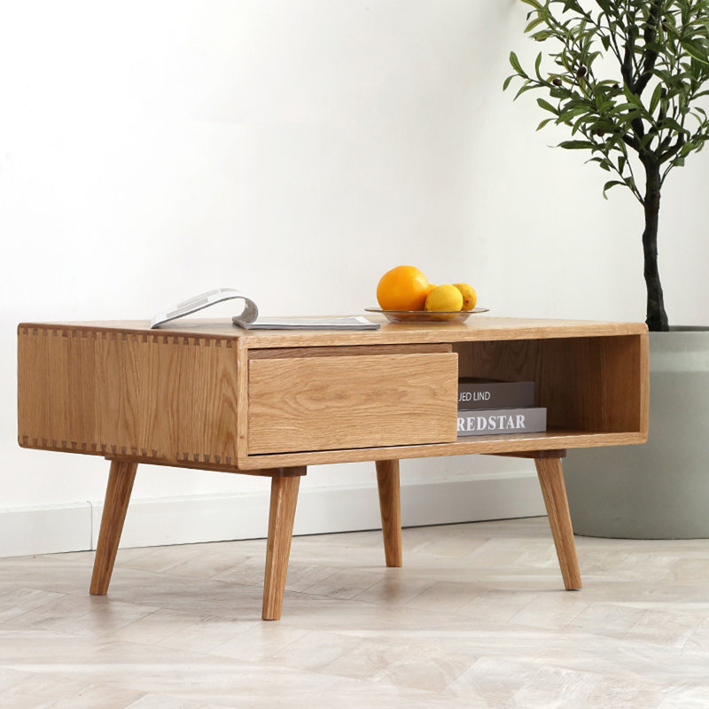 Table basse moderne simple en bois massif, H 15,7 po x l 39,4 po x P 19,7 po