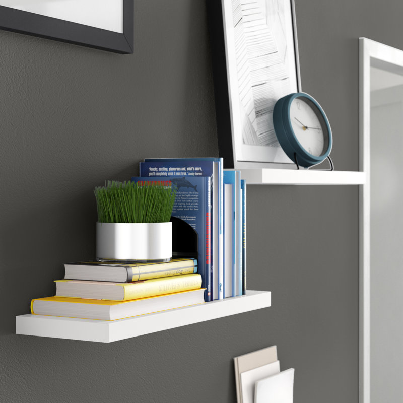 Hansini Floating Shelf, White, 1.25" H x 36" W x 8" D