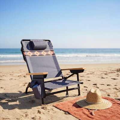  Chaises de plage inclinables de qualité supérieure - Chaise de plage pliante portative pour adultes - Comprend une sangle de sac à dos, un oreiller, 2 poches et un porte-gobelet - Mesa