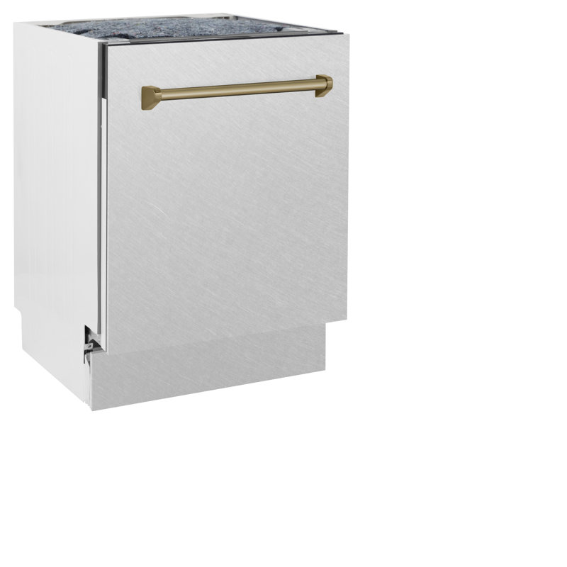 ZLINE Autograph Edition 24 in. Tallac Series 3rd Rack Top Control Built-In Tall Tub Dishwasher with Satin Stainless Steel Panel and Handle, 51dBa