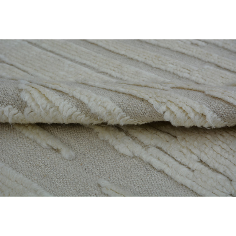 Wool Abstract Area Rug in Ivory, Rectangle 8' x 10'