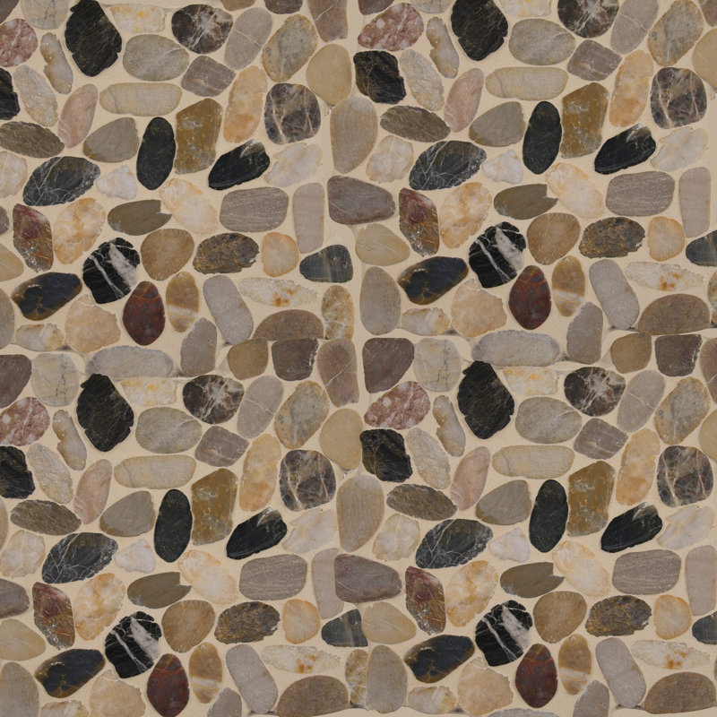 Marvella Pebble 12 in. x 12 in. Natural stone Mosaic Floor and Wall Tile, Rustica