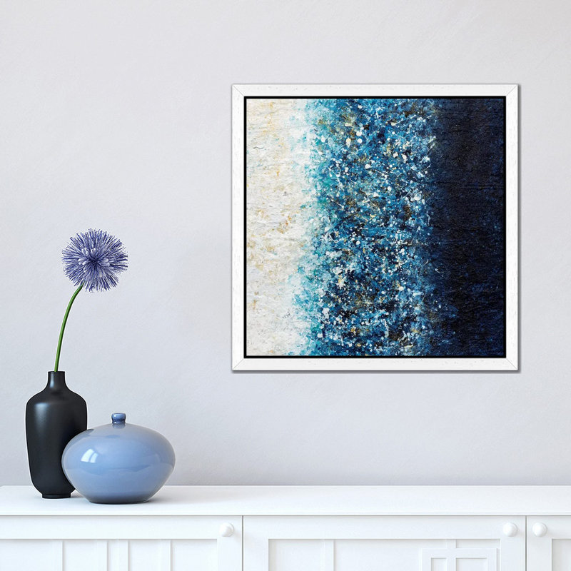 Sapphire Blaze 1 Piece Floater Frame Painting on Canvas, 66.04 cm H x 66.04 cm W, White