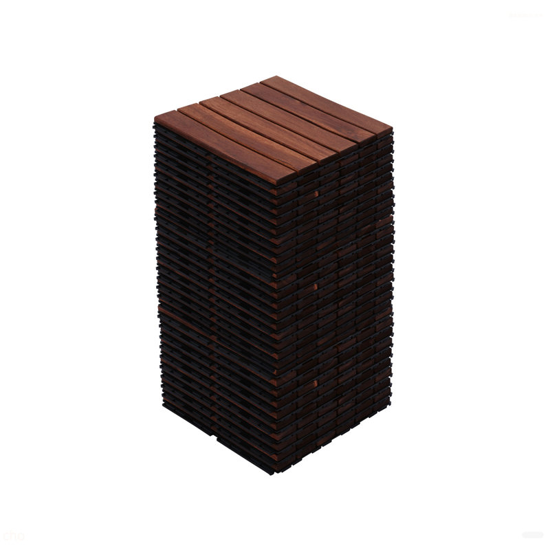 10 tuiles de terrasse imbriquées à motif rayé, plancher carré en bois franc d'acacia 12 "x 12" pour patio, banc, bord de piscine, ...
