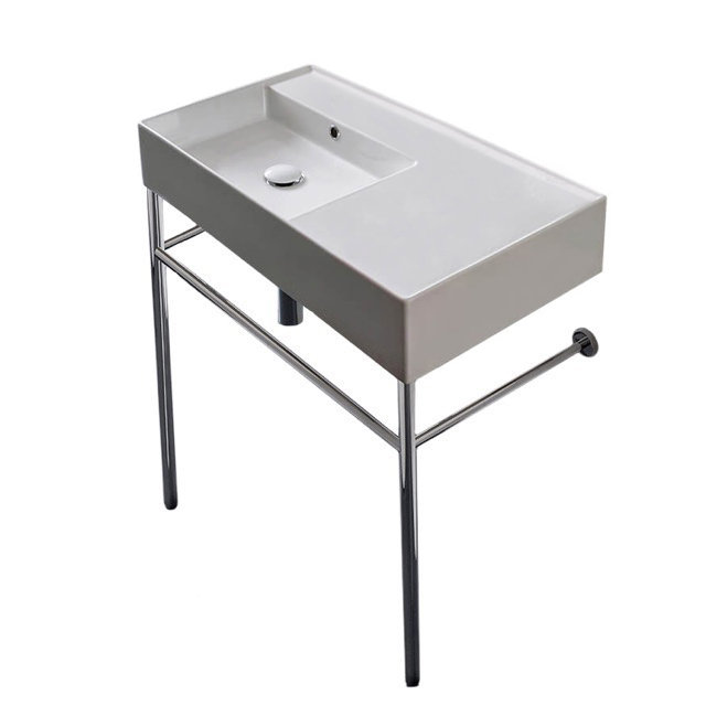 Scarabeo By Nameeks Teorema 17.32'' White Ceramic Rectangular Bathroom Sink with Overflow