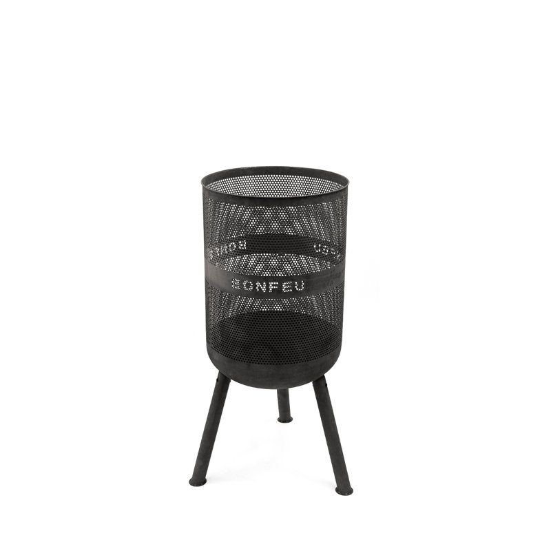 Cylinder Steel Outdoor Fireplace, 85cm H x 34cm W x 34cm D, Black
