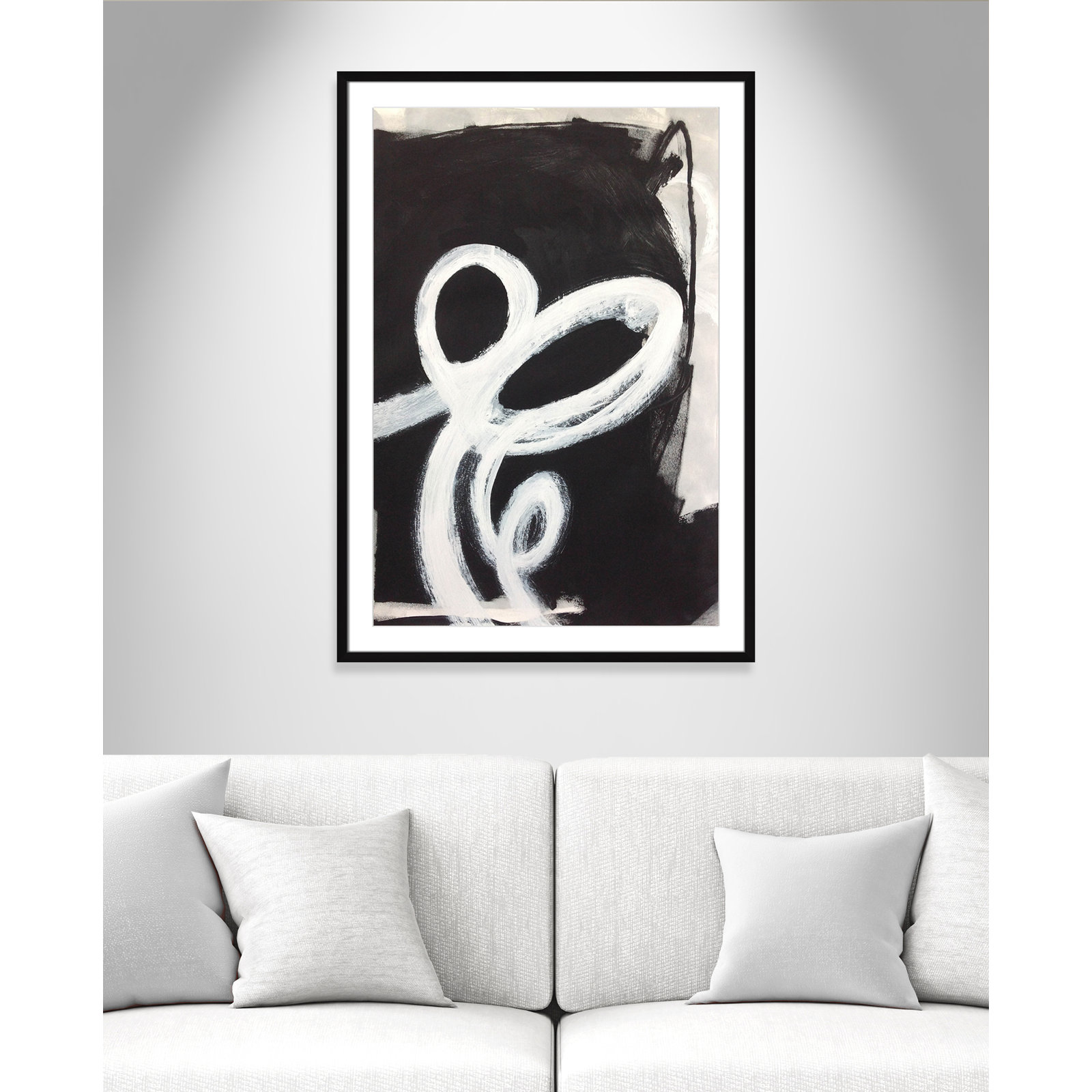 Bronte "Swirly Swirls II" Print, 41.5" H x 29.5" W x 1.25" D, Black Single Picture Frame, Yes
