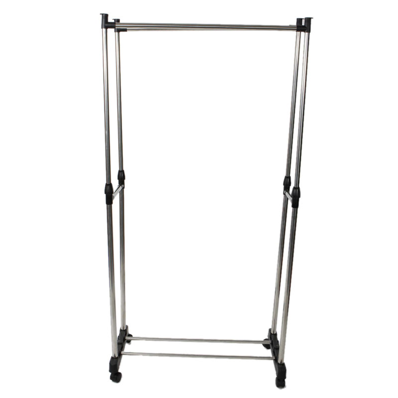 Portant à double barre à étirage vertical avec étagère à chaussures