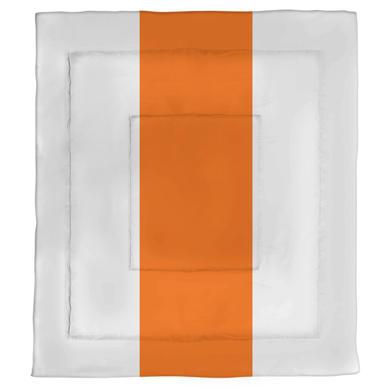 Modern & Contemporary Box Stitch Striped Comforter, King Comforter, Orange/Navy Middle
