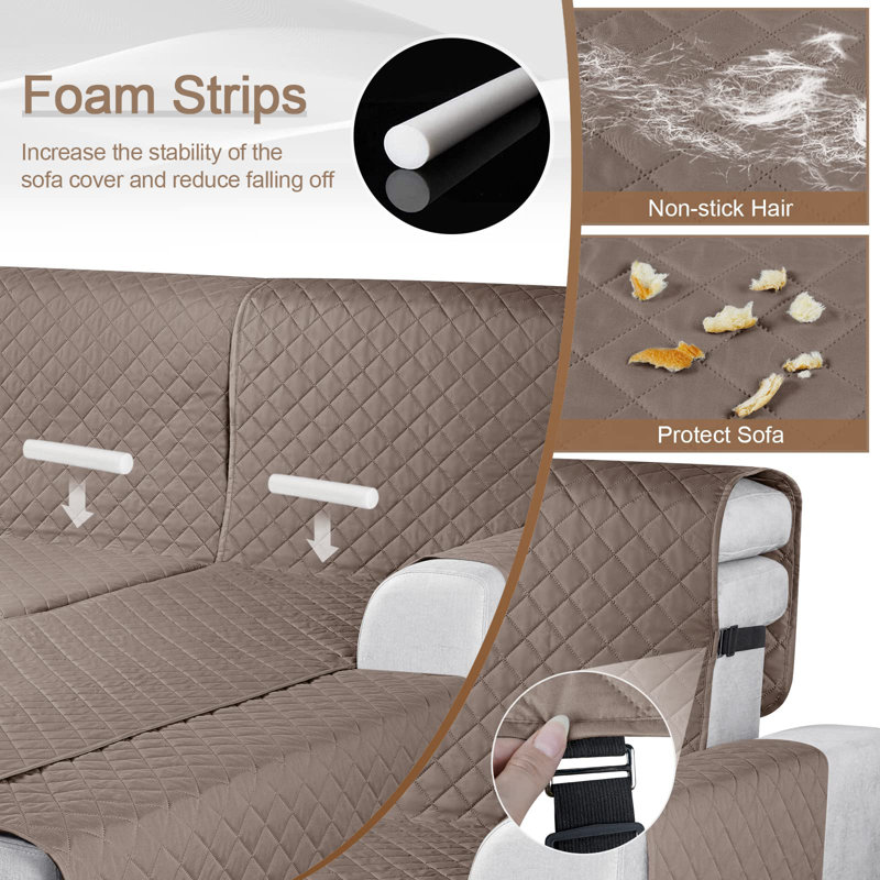 Housse pour canapé à coussins carrés Sharilynn, H 0,2 po x l 78,7 po x P 50 po, Microfibre/microsuède brun
