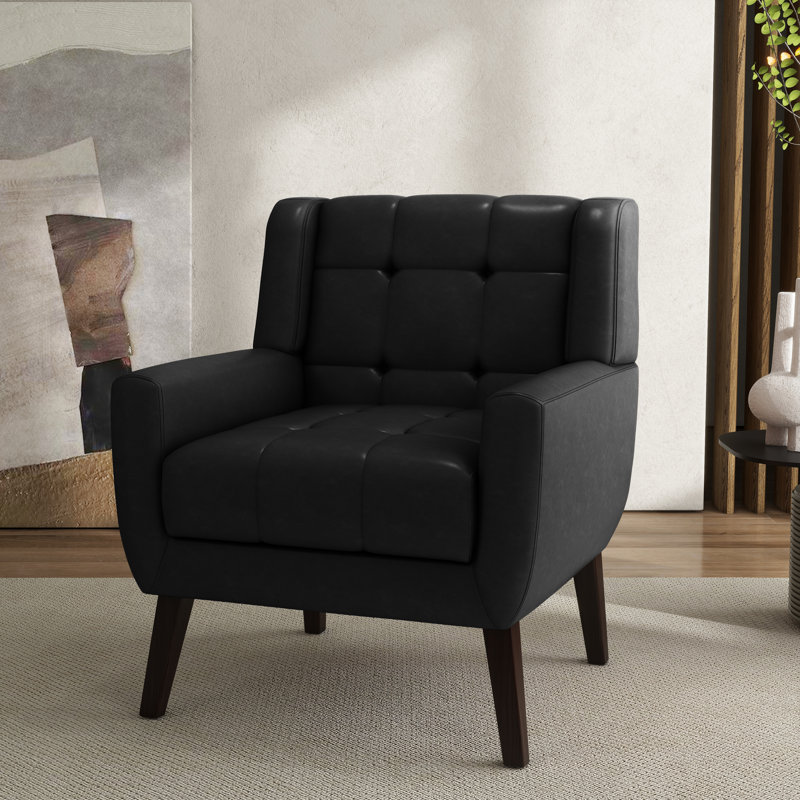 Faux Leather Armchair, Black Faux Leather