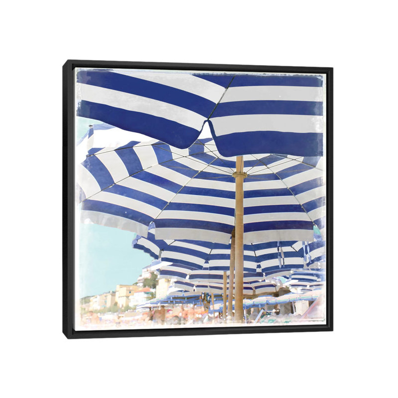 Beach Club by Charlie Carter - Print, 18" H x 18" W x 1.5" D, Black Framed Canvas, No Mat