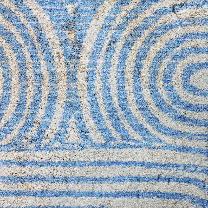 Premium Machine Washable Dream Shag ADS540 Art Deco Rug, 1'8" x 2'6", Blue
