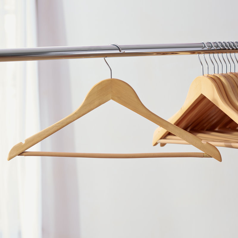 Maple Wood Non-Slip Clothes Hangers with 360° Swivel Hook, 24-Pack