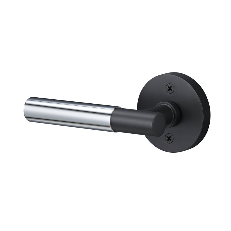 Rosette artificielle ronde Aspra, poignée lisse, Noir mat / chrome poli
