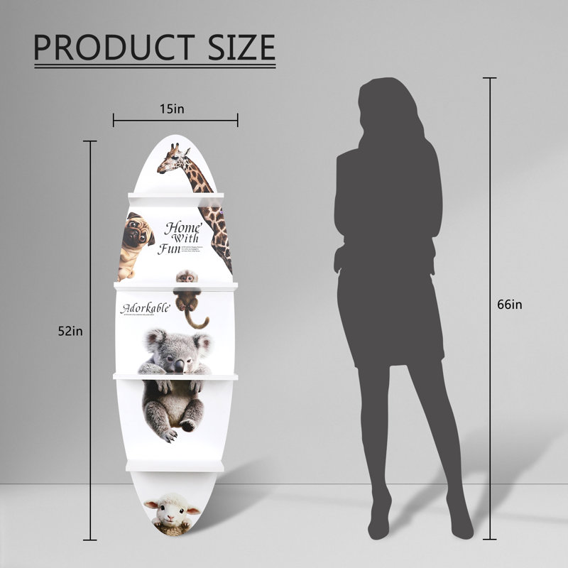 Étagère murale de surf de 52 pouces de haut avec surface imprimée