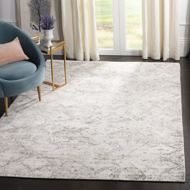 Tapis gris / viscose en coton tissé à la main Pumphrey, Rectangle 6 pi x 9 pi