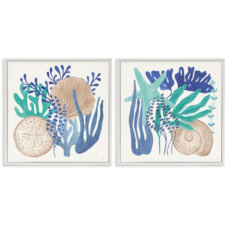  "Coastal Coral & Seashells", ensemble de 2 giclées par Véronique Charron, H 12 po x l 12 po