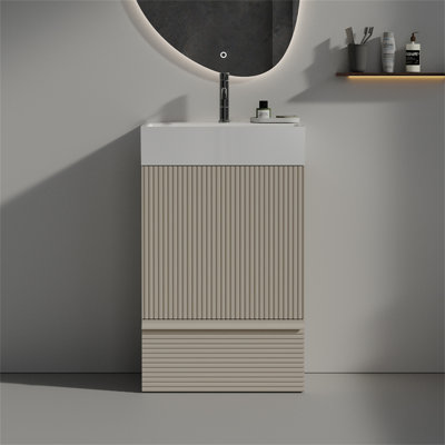 Gada-20F-302 Gada 20" Striped Cashmere Grey Bathroom Vanity WITHOUT Sink, Freestanding Bathroom Cabinet For Modern Bathroom, KD