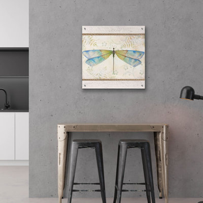 «Summer Dragonfly 1» par Jean Plout, art mural en verre acrylique, 24 po x 24 po