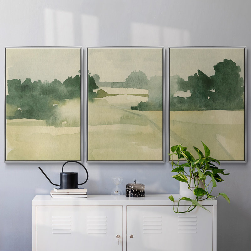 Watercolor Pasture I 3 pièces, H 24 po x l 48 po x P 2 po, Argent