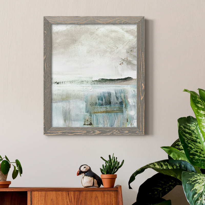 Summer Teal II - peinture sur toile encadrée, H 24 po x l 18 po x P 1,5 po, Gris