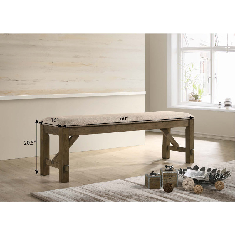 Banc de salle à manger en bois et tissu, Naturel