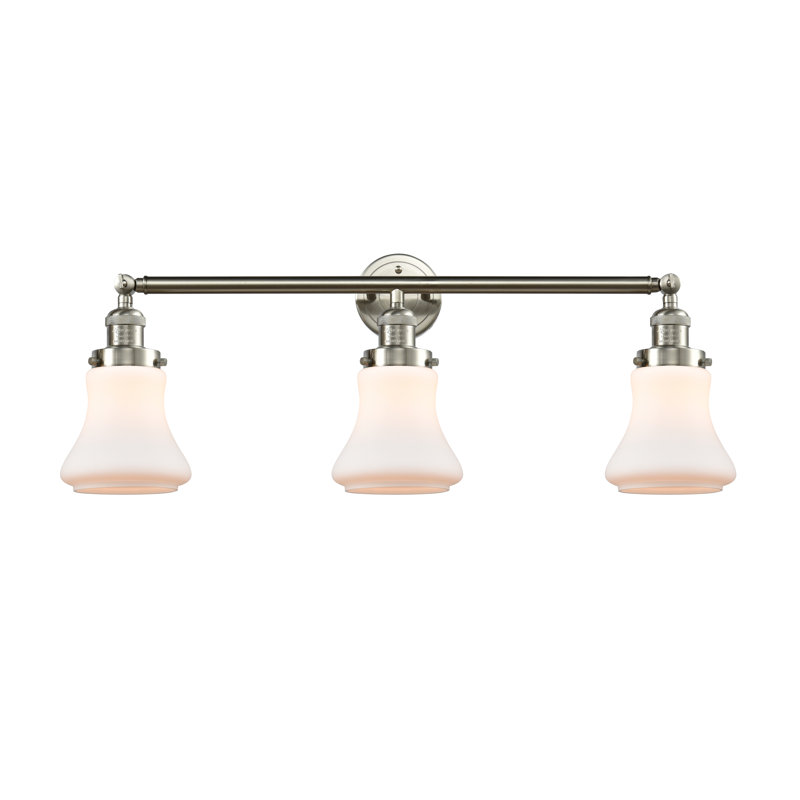 Edda 3 - Light Dimmable Vanity Light, 60 Watt Vintage Incandescent Bulb, Brushed Satin Nickel, Matte White