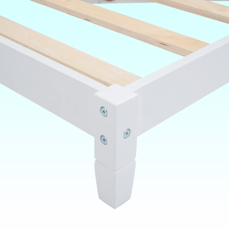 Lit de jour double en bois massif Carolee, Blanc