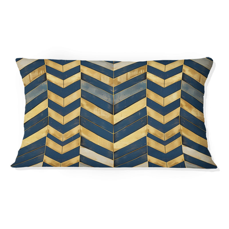 Coussin lombaire à chevrons bleu marine Midcentury Print II