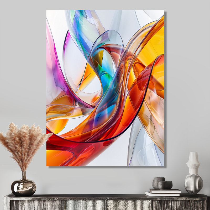 Orange vert en verre, art fractal I - impression d'art mural, Toile tendue, H 12 po x l 20 po