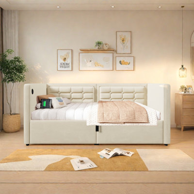Upholstered Storage Daybed With Usb Ports And Pockets by Harper&Bright Designs