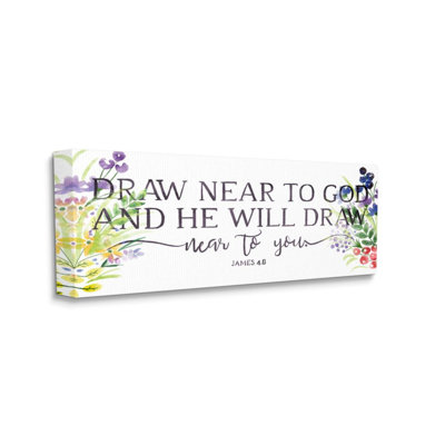 «He Will Draw Near Quote Spiritual Spring Florals» par Onrei - impression d'art graphique
