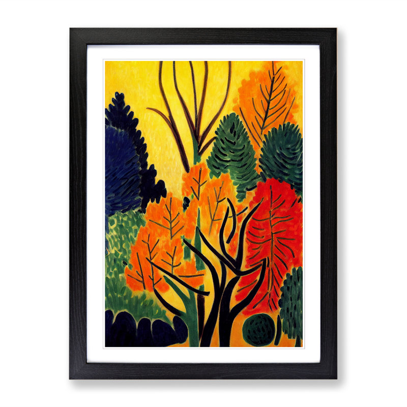 Painted Autumn Forest - Picture Frame Print, 46cm H x 34cm W x 2cm D, Walnut