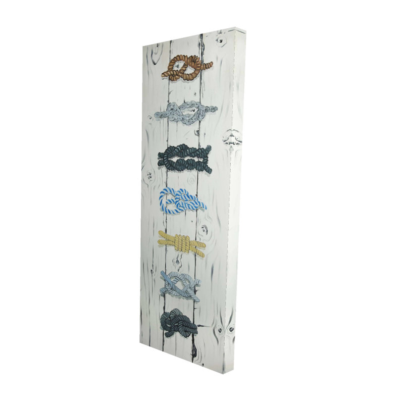 Toile marine avec nœuds - art mural bleu de mer, H 48 po x l 16 po